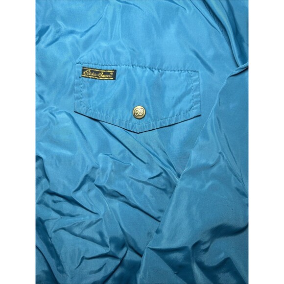 Vintage Eddie Bauer Men’s Large Teal 1/4 Snap Button Pullover Windbreaker Jacket - Picture 4 of 8
